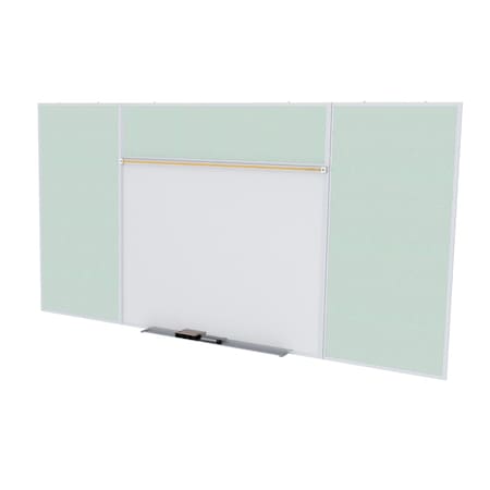 Ghent Combo Whiteboard/Bulletin, Mag Por/Vnyl, Styl E, 4 ft H x 16 ft W, Silver SPC416E-V-193